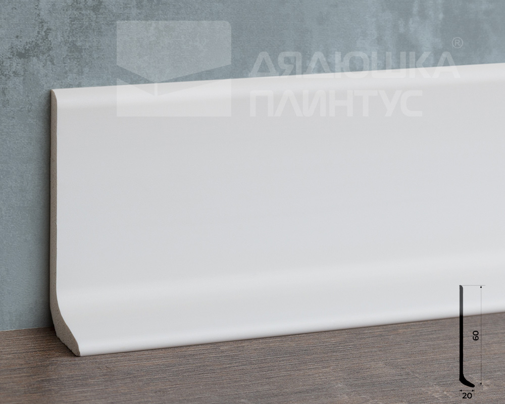 Плинтус из полистирола высокой плотности Волшебная Палочка 60*20*2000. MSPOL 122 Белый под покраску
